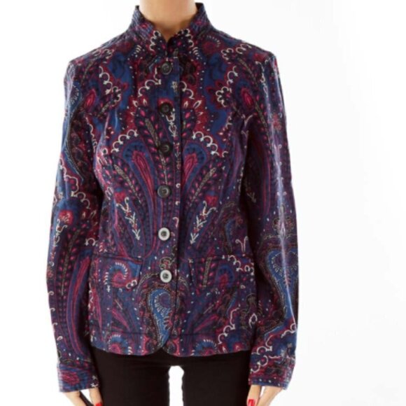 Charter Club Navy Red Paisley Jacket - Picture 1 of 3